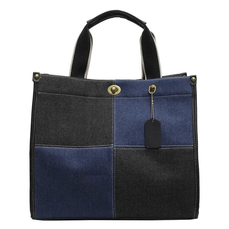 2024 Fashion Colorblock Denim Handbag for Women