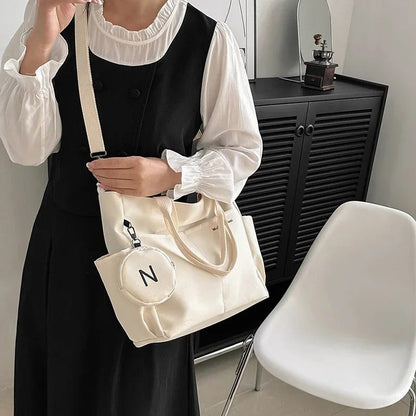 Stylish Women's Canvas Crossbody Tote Bag