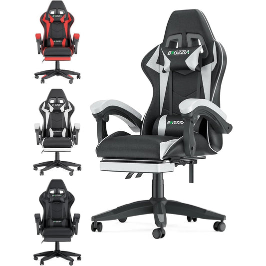 Ergonomic Gaming Chair with Footrest and Headrest