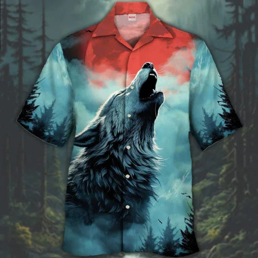 3D Wolf Print Hawaiian Shirt for Men