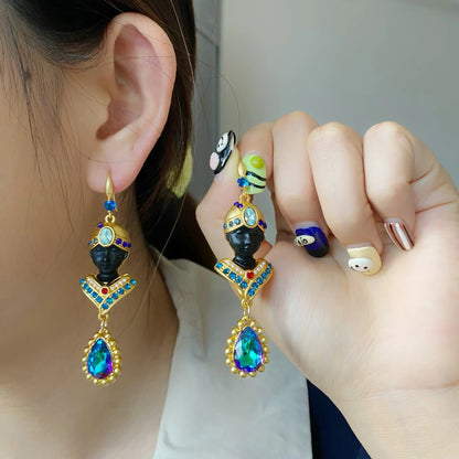 Elegant Vintage Blue Crystal Western Earrings