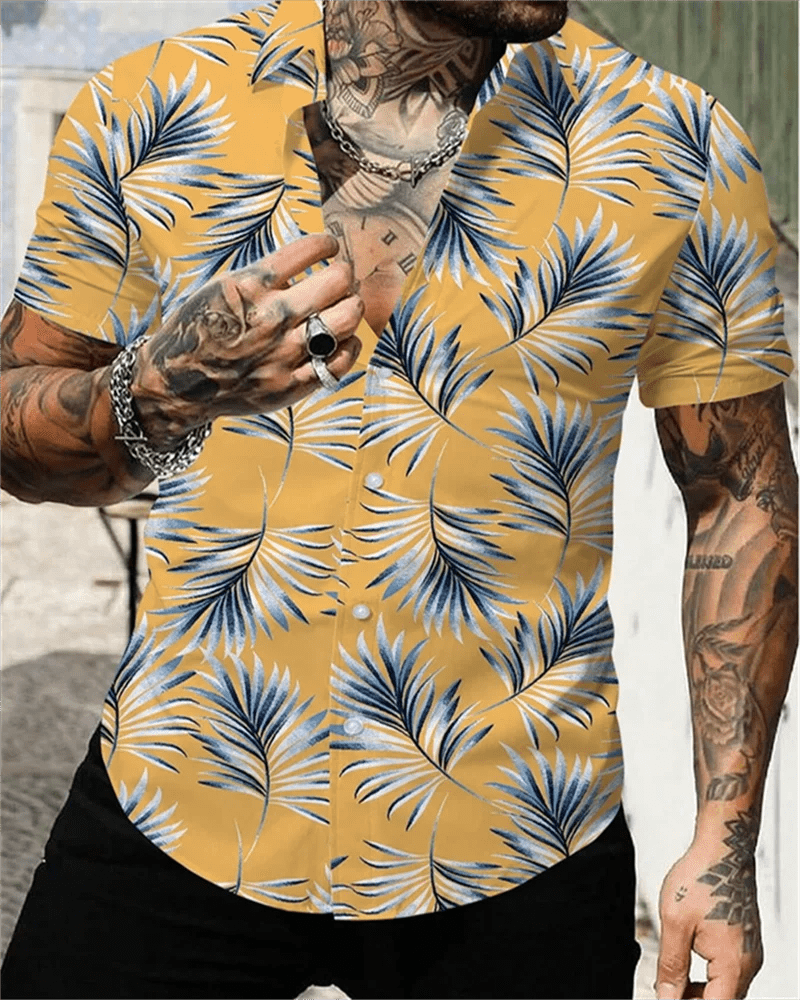 2024 Men's Color Block Hawaiian Beach Shirt