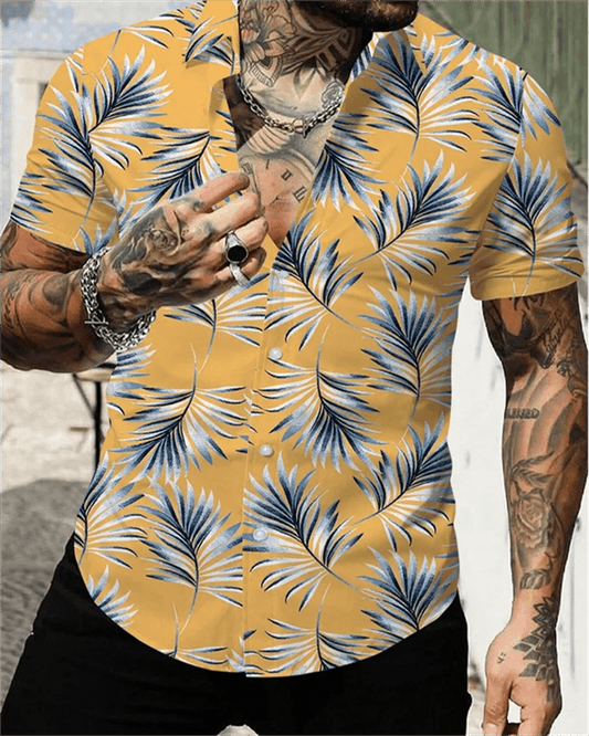2024 Men's Color Block Hawaiian Beach Shirt