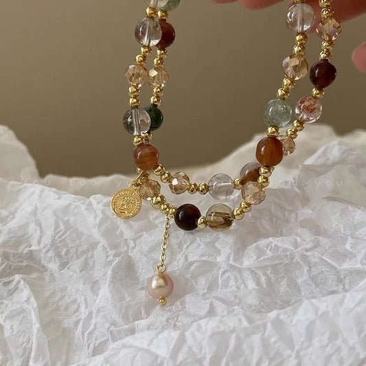 Vintage Double Layer Pearl Beaded Bracelet