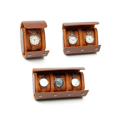 Portable Vintage Leather Watch Roll Travel Case