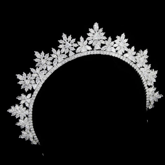 Elegant Silver Zircon Tiara for Brides