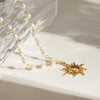 Waterproof Pearl Chain Sun Pendant Necklace