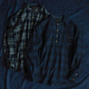 Vintage Men's Plaid Band Collar Flannel Shirt