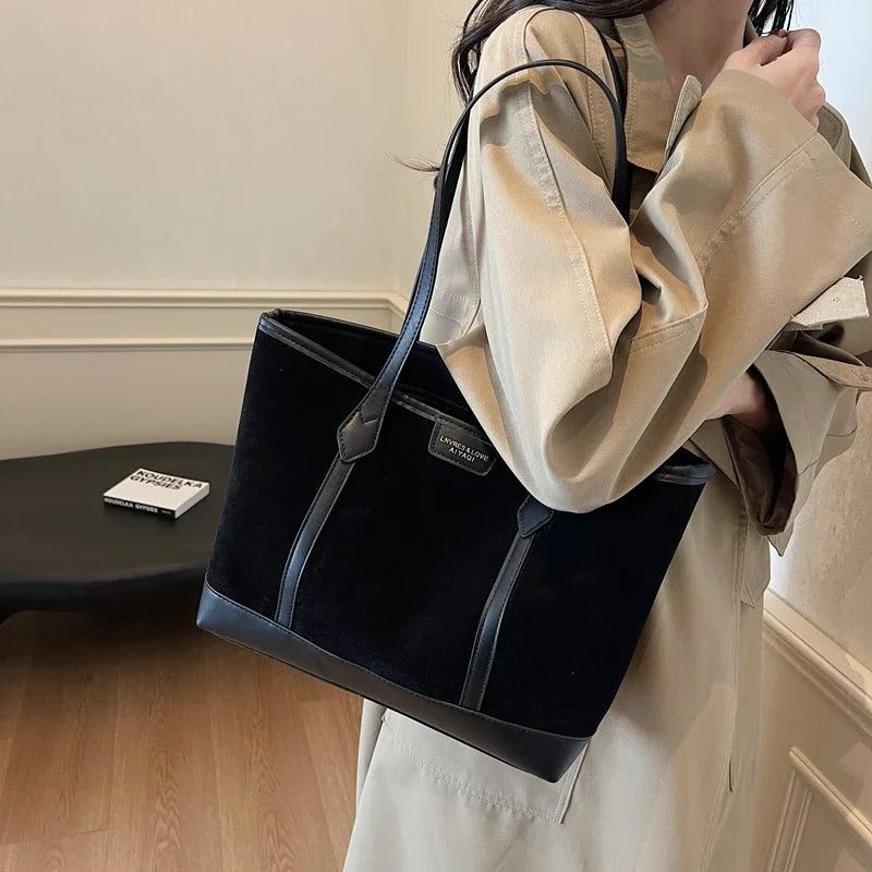 Trendy Faux Suede Tote Bag for Women