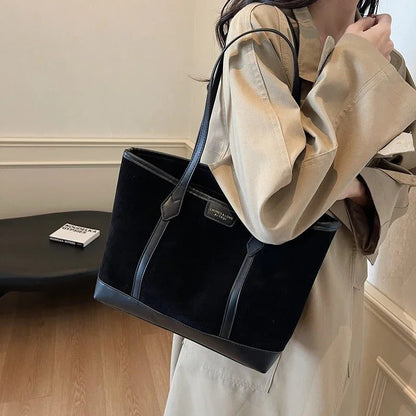 Trendy Faux Suede Tote Bag for Women