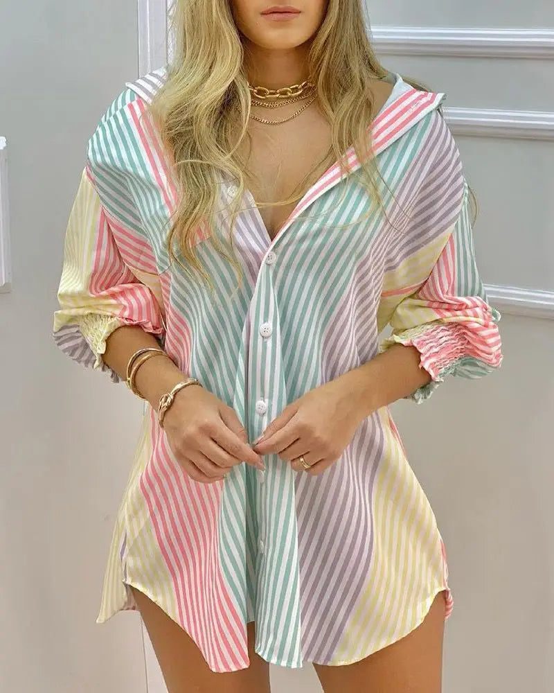 Trendy Women's Striped Dress Shirts 2023