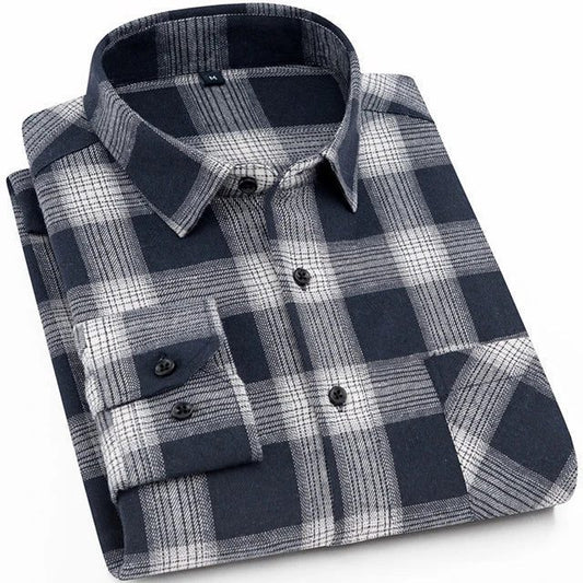 Men's Slim-Fit Flannel Plaid Shirt - Comfortable
