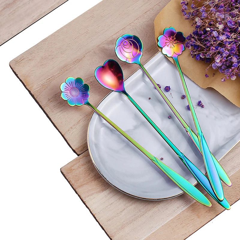 Charming 4pcs Small Flower Teaspoon Set