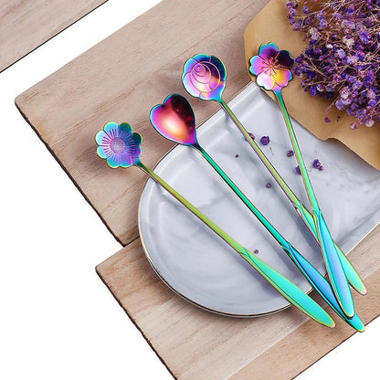 Charming 4pcs Small Flower Teaspoon Set