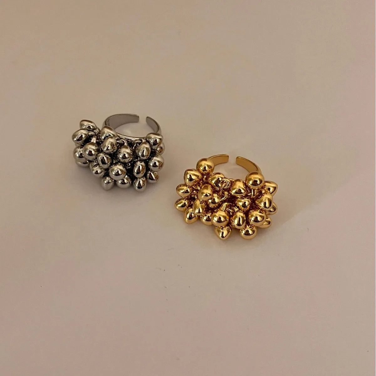 Vintage Metal Beads Open Ring for Women