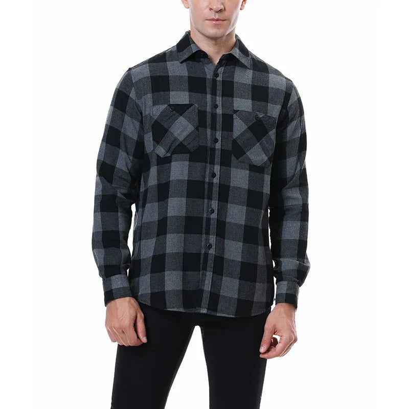 Men's Casual Long Sleeve Plaid Flannel Shirt