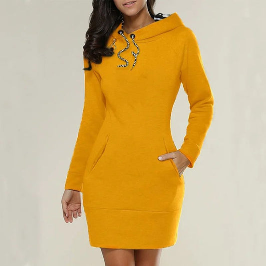 Women Long Sleeve Hoodie Sweater Dress