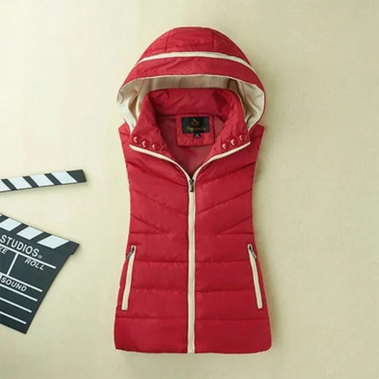 Warm Hooded Cotton Vest Women Streetwear
