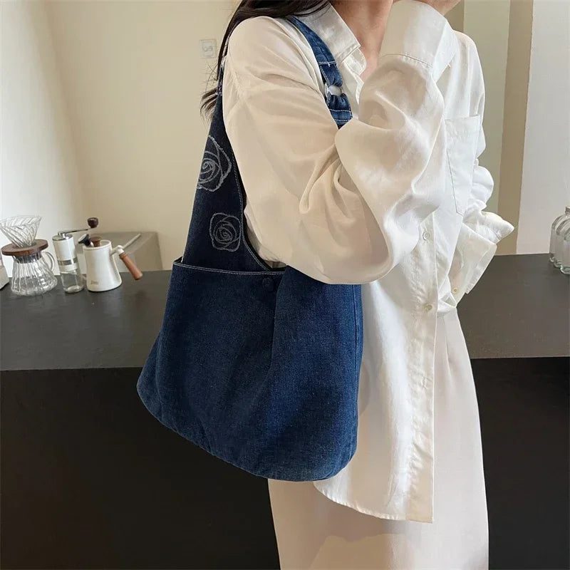 2024 Large Denim Shoulder Bags for Women