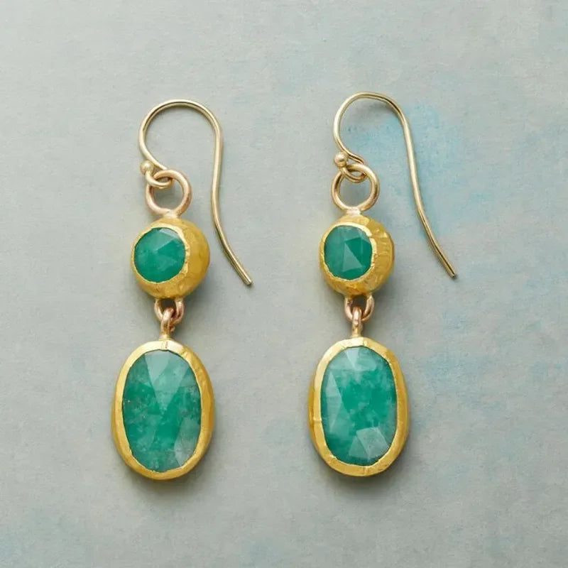 Vintage Gold Ornate Turquoise Earrings for Women