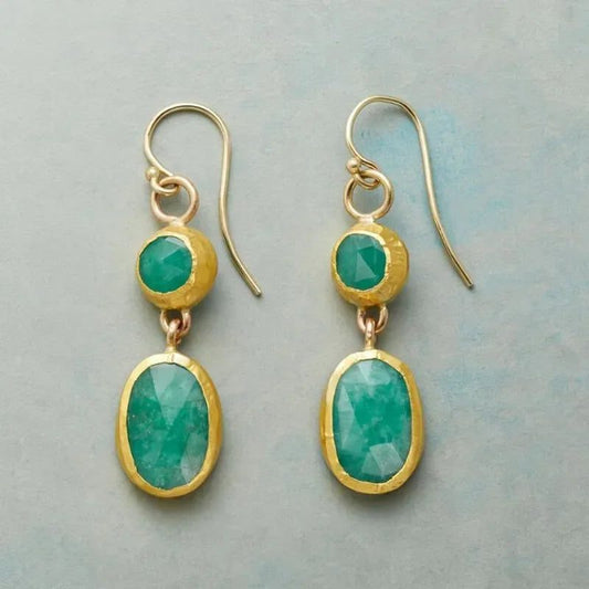 Vintage Gold Ornate Turquoise Earrings for Women