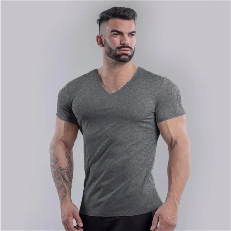 Men's Slim Fit V-Neck Cotton T-Shirt