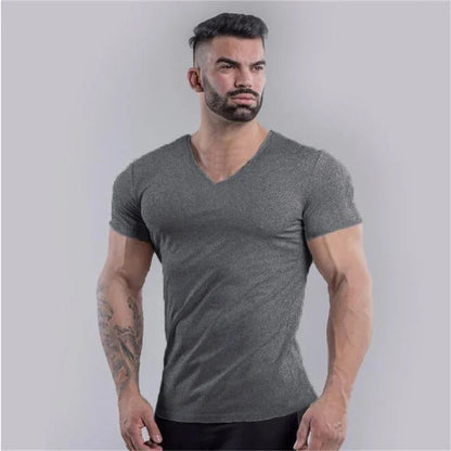 Men's Slim Fit V-Neck Cotton T-Shirt