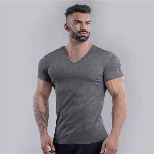 Men's Slim Fit V-Neck Cotton T-Shirt