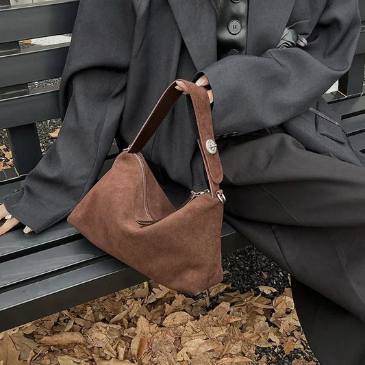 Soft Matte Suede Women's Crossbody Handbag - Winter