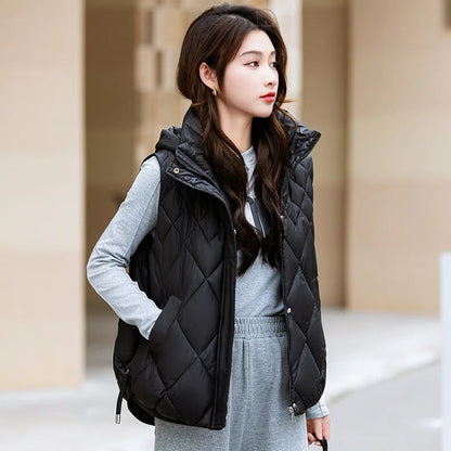 Women’s Warm Down Cotton Hooded Vest