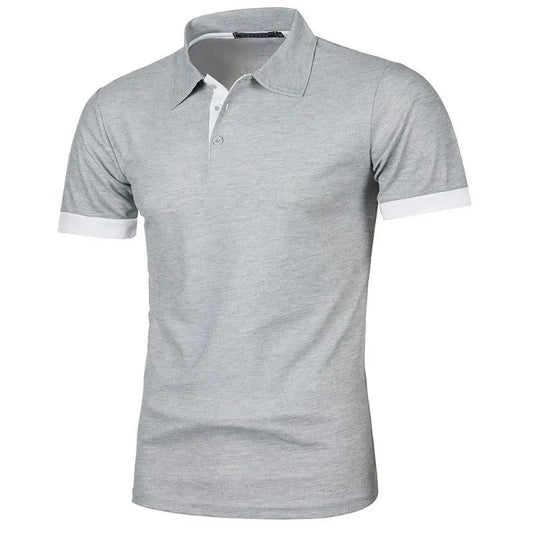 Lightweight Lapel Tshirts for Men | L-Gray White