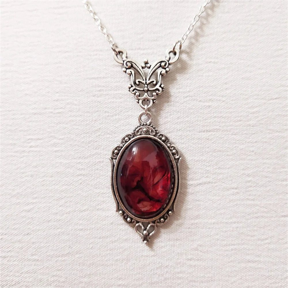 Gothic Blood Red Quartz Vintage Choker Necklace