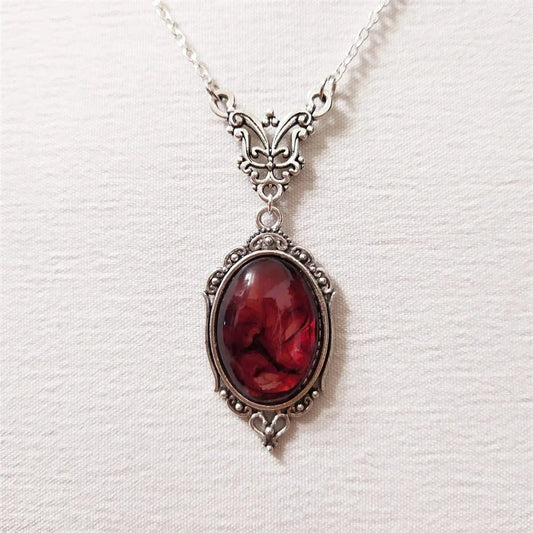 Gothic Blood Red Quartz Vintage Choker Necklace