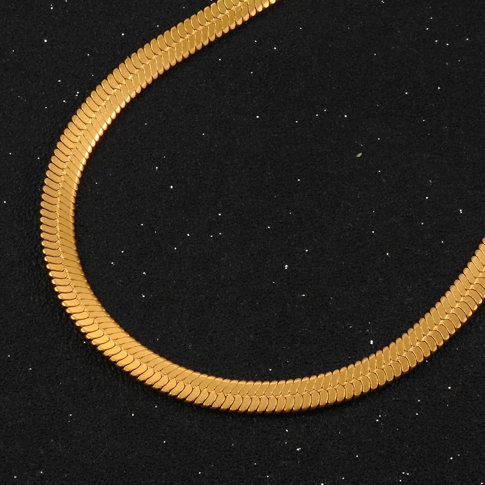 18k Gold Plated Waterproof Herringbone Necklace