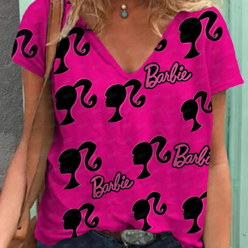 Retro Summer V-Neck T-Shirt for Women