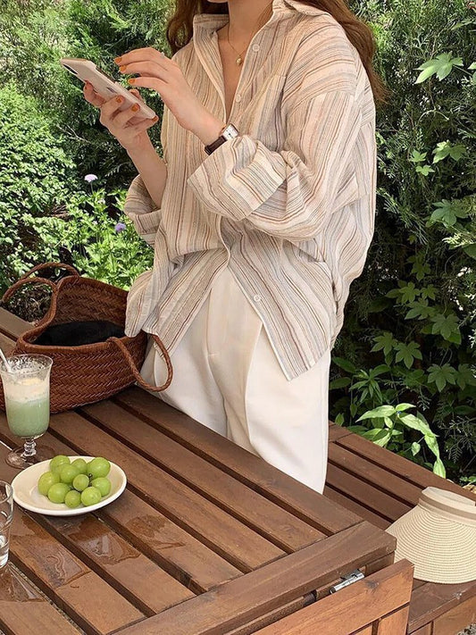 Trendy Oversized Striped Cotton Shirts for Women