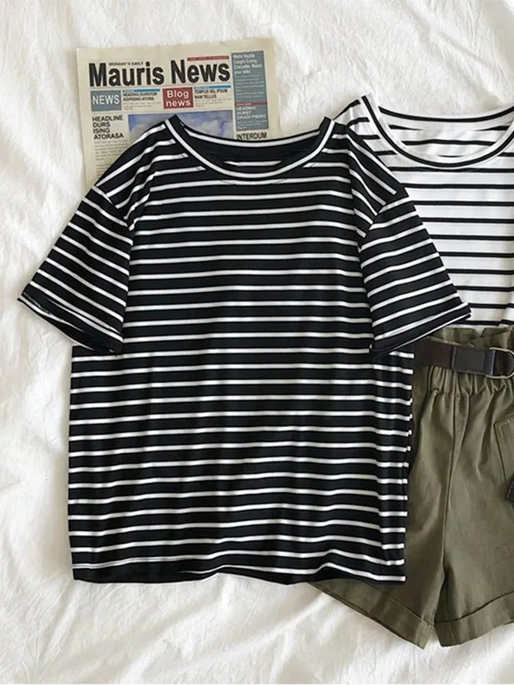 Striped Casual O-Neck T-Shirt for Women