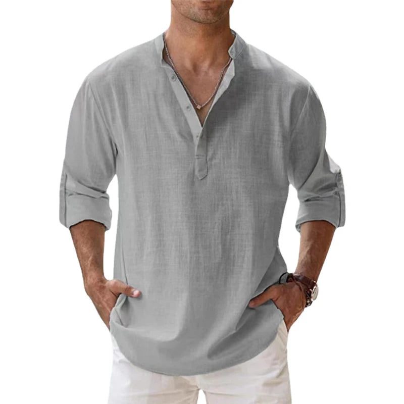 Men's Breathable Linen Long Sleeve Casual Shirt