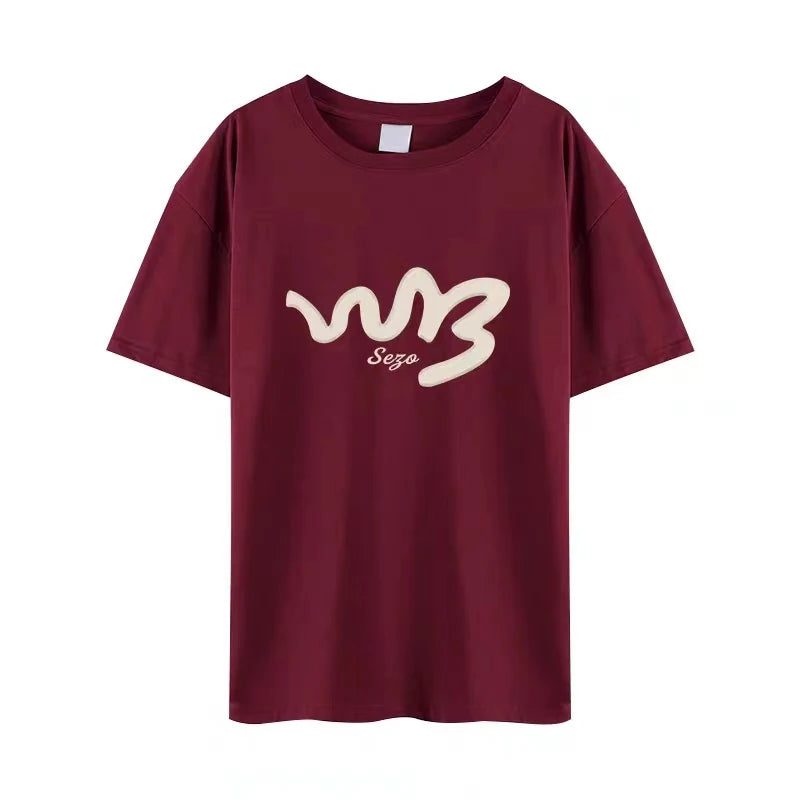 Trendy Wine Red Cotton T-Shirts for Women