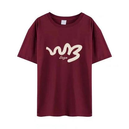 Trendy Wine Red Cotton T-Shirts for Women