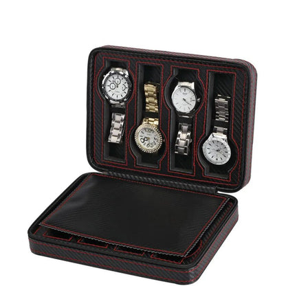 Portable Travel Watch Case with Zipper Storage