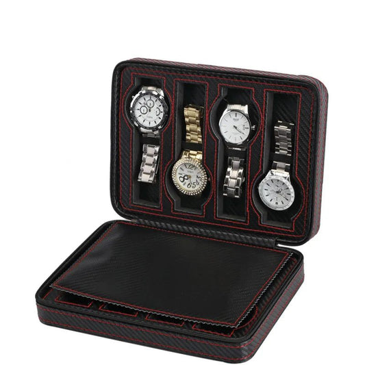 Portable Travel Watch Case with Zipper Storage