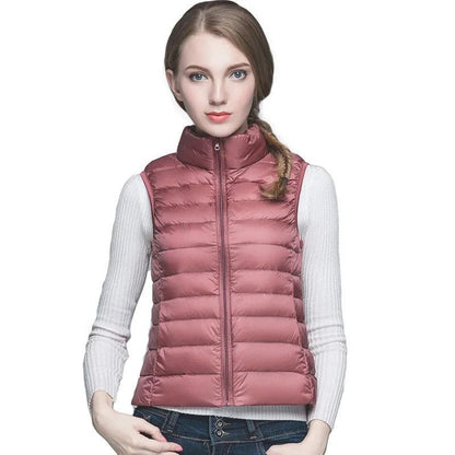 Slim White Sleeveless Down Vest Women Winter