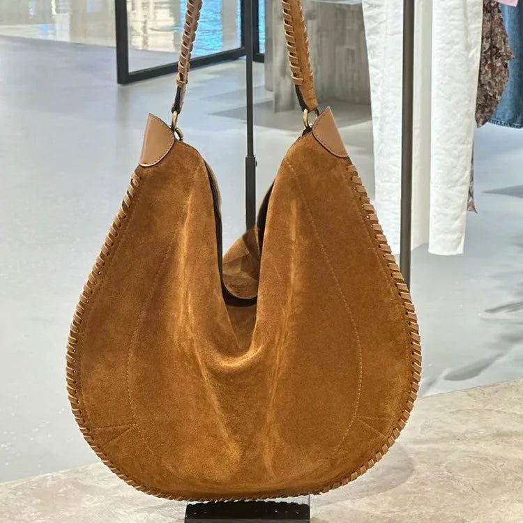 Vintage Faux Suede Women's Tote Shoulder Bag