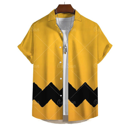 Men's Yellow Oversized Hawaiian Shirt for Summer