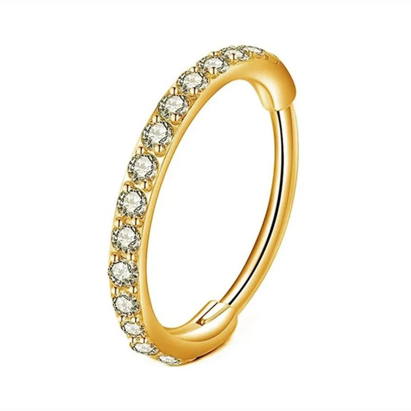 Crystal Septum Hoop Clicker Nose Ring Jewelry