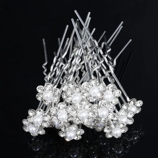 Elegant Floral Crystal Pearl Wedding Hairpin