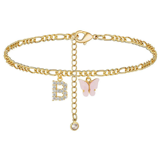 Waterproof Initial Letter Anklets for Women