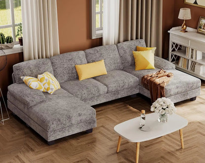 U-Shaped Linen Sofa Set for Living Room