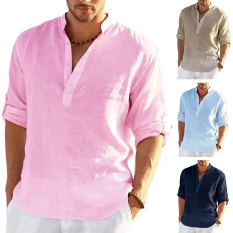 Men's Breathable Linen Long Sleeve Casual Shirt